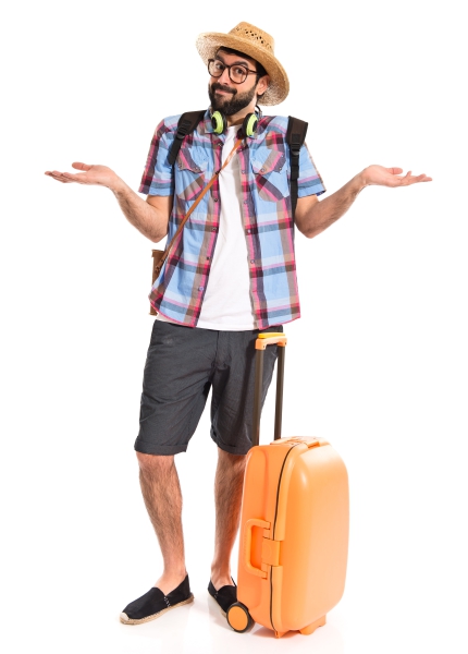 Traveller with suitcase